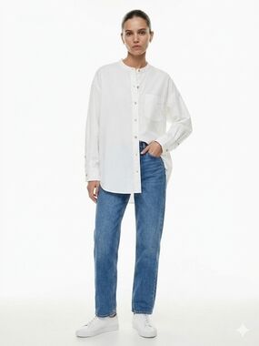 Aritzia  Wilfred Free Relaxed Collarless Shirt size M White